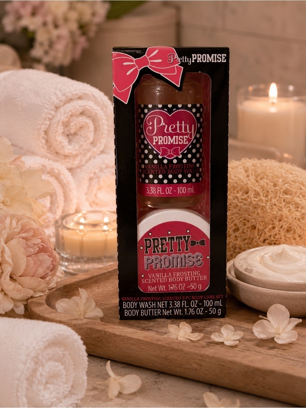 Pretty Promise Vanilla Frosting Bath & Body Set Sweet Vanilla Body Wash & Butter